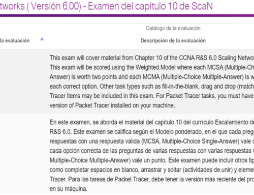 Examen del capítulo 10 de CCNA 3 v6.0